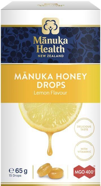 Dropsuri cu miere de Manuka MGO 400+ si lamaie, 65g, Manuka Health Dropsuri cu miere de Manuka MGO 400+ si lamaie, 65g, Manuka Health