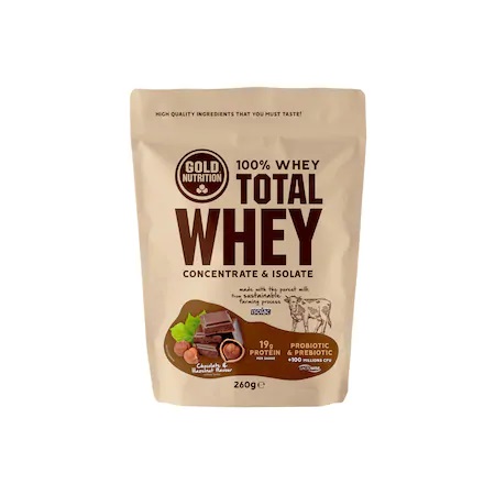 Pudra proteica Total Whey cu ciocolata si alune, 260g, Gold Nutrition Pudra proteica Total Whey cu ciocolata si alune, 260g, Gold Nutrition