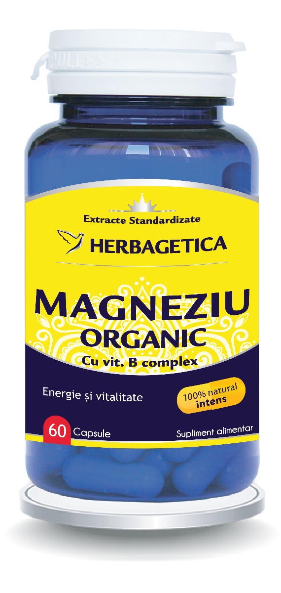 Magneziu Organic cu Vitamina B complex, 60 capsule, Herbagetica Magneziu Organic cu Vitamina B complex, 60 capsule, Herbagetica