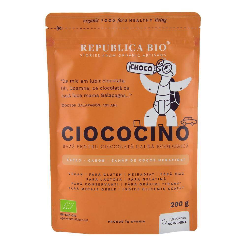 Ciococino baza pentru ciocolata calda ecologica, 200g, Republica Bio Ciococino baza pentru ciocolata calda ecologica, 200g, Republica Bio