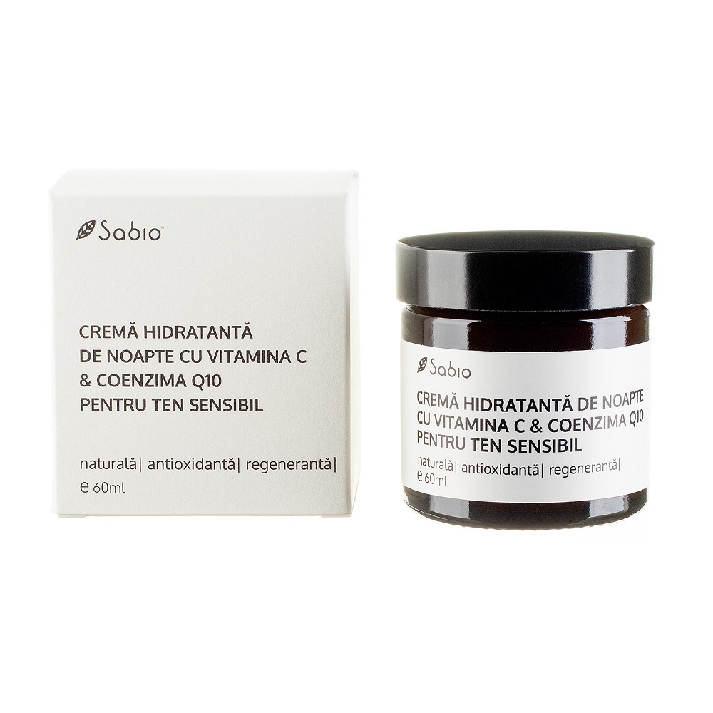 Crema hidratanta de noapte pentru ten sensibil cu vitamina C si coenzima Q10, 60ml, Sabio Crema hidratanta de noapte pentru ten sensibil cu vitamina C si coenzima Q10, 60ml, Sabio