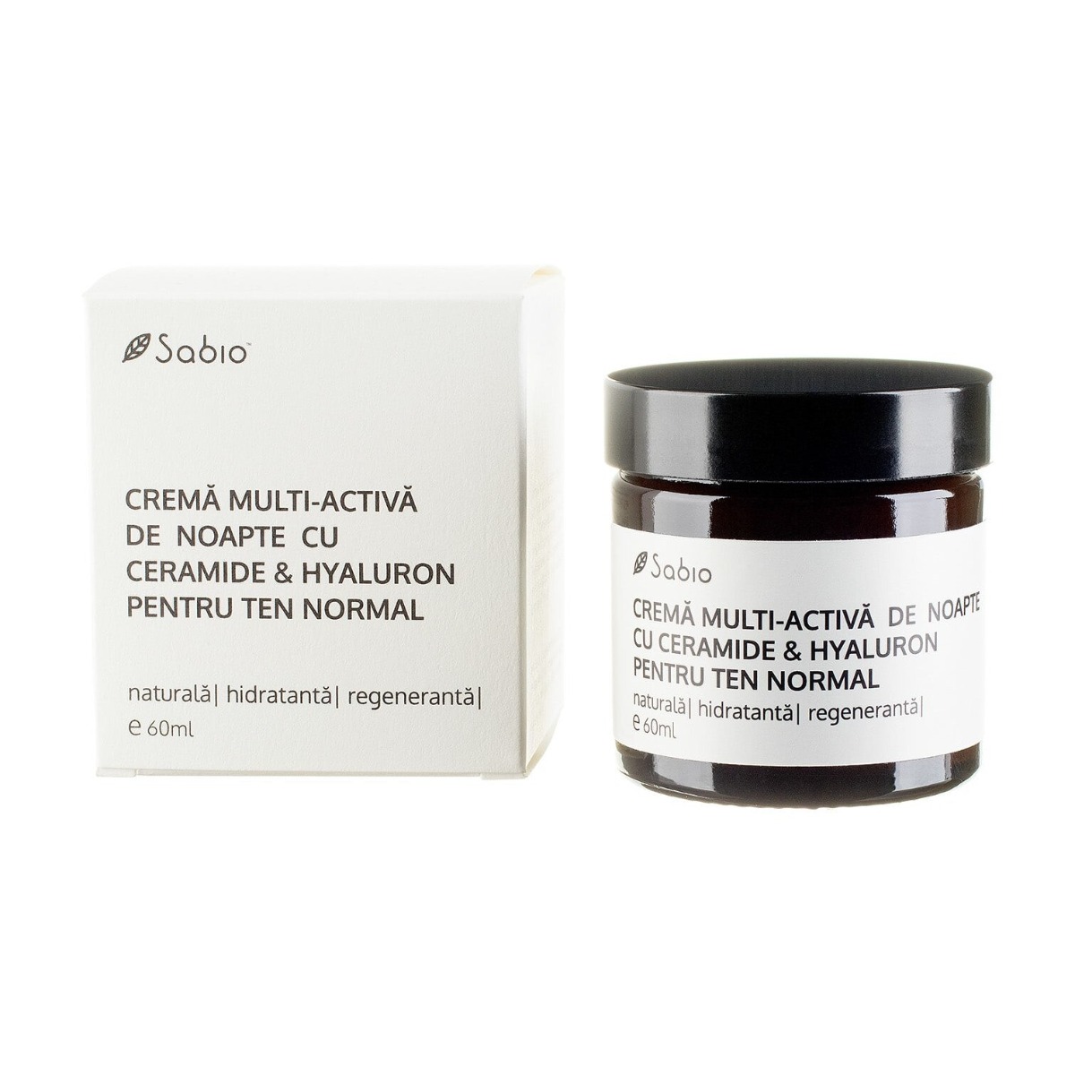 Crema multi-activa de noapte pentru ten normal cu ceramide si hyaluron, 60ml, Sabio Crema multi-activa de noapte pentru ten normal cu ceramide si hyaluron, 60ml, Sabio