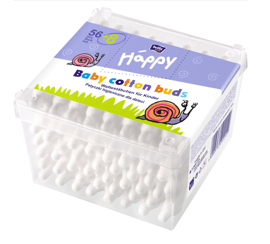 Betisoare igienice pentru copii Happy, 56 + 8 bucati, Bella Baby Betisoare igienice pentru copii Happy, 56 + 8 bucati, Bella Baby