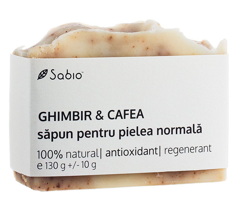 Sapun natural pentru pielea normala cu ghimbir si cafea, 130g, Sabio Sapun natural pentru pielea normala cu ghimbir si cafea, 130g, Sabio