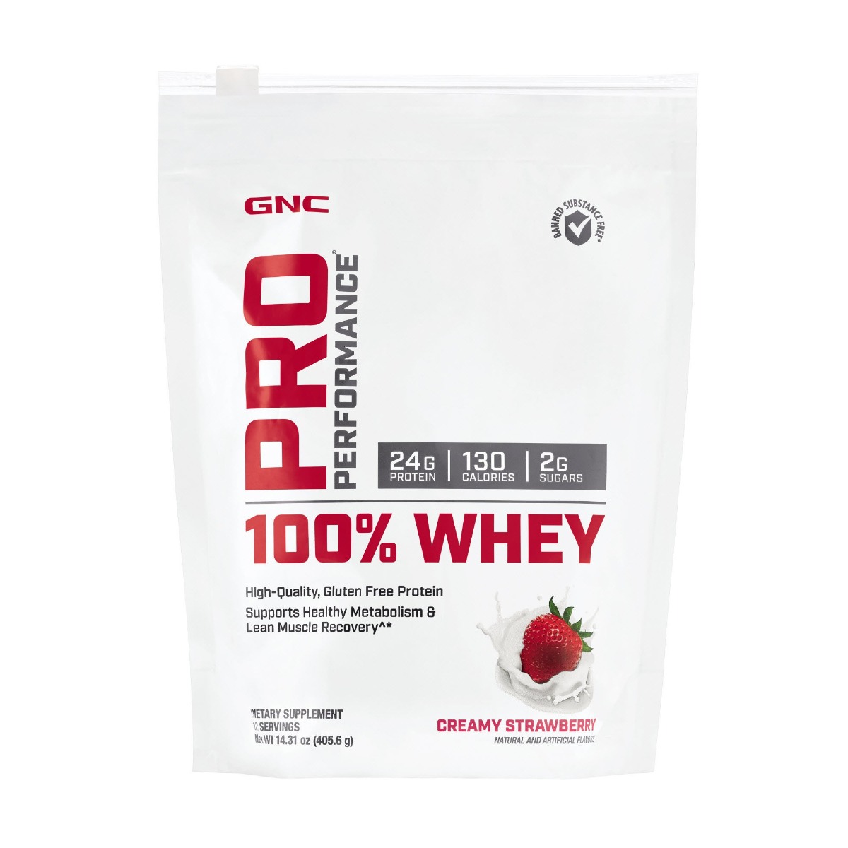 Proteina din zer cu aroma de capsuni Pro Performance, 405.6g, GNC Proteina din zer cu aroma de capsuni Pro Performance, 405.6g, GNC