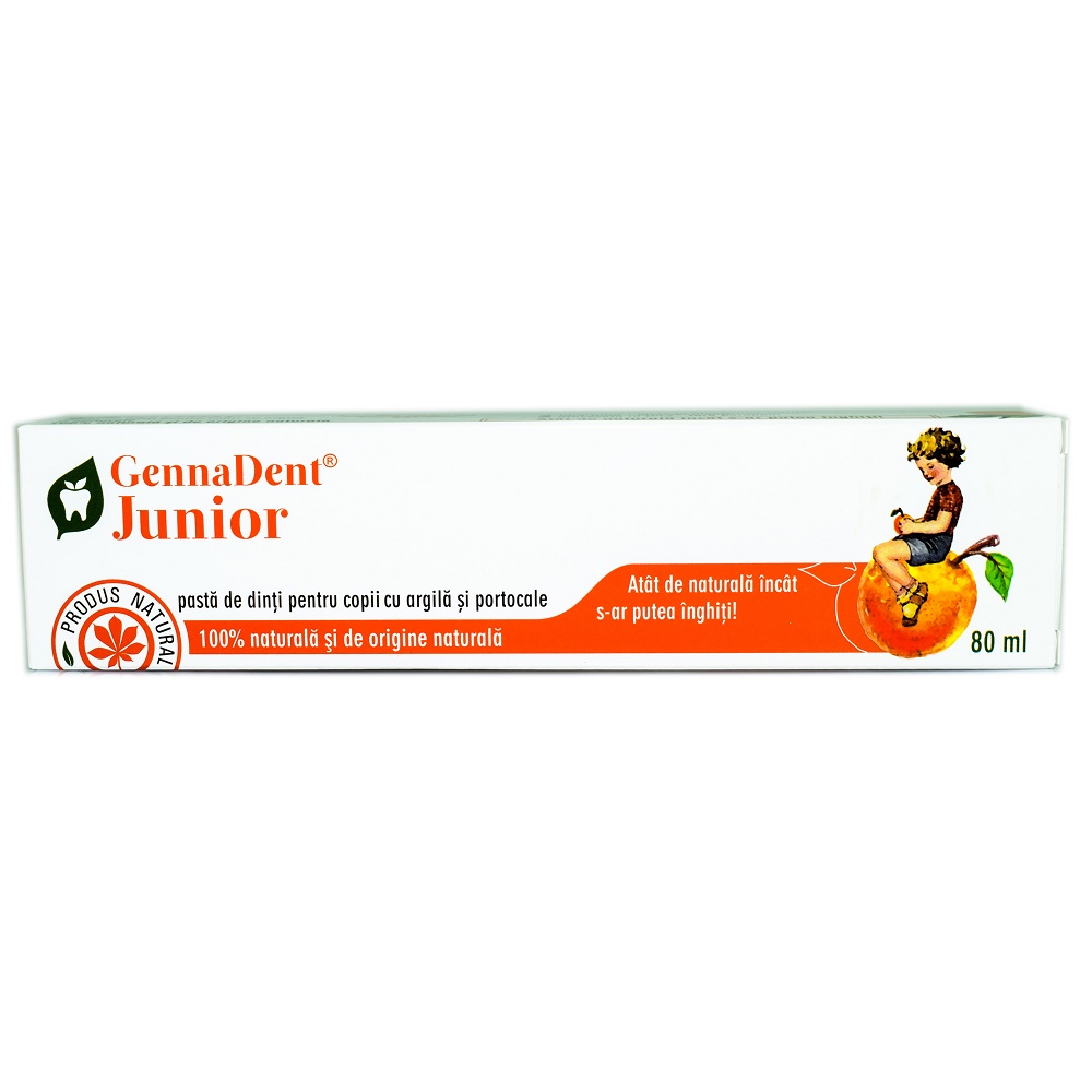 Pasta de dinti cu portocale GennaDent Junior, 80ml, VivaNatura Pasta de dinti cu portocale GennaDent Junior, 80ml, VivaNatura