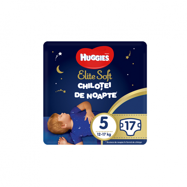 Chilotei de noapte Elite Soft Nr.5 12-17kg, 17 bucati, Huggies Chilotei de noapte Elite Soft Nr.5 12-17kg, 17 bucati, Huggies