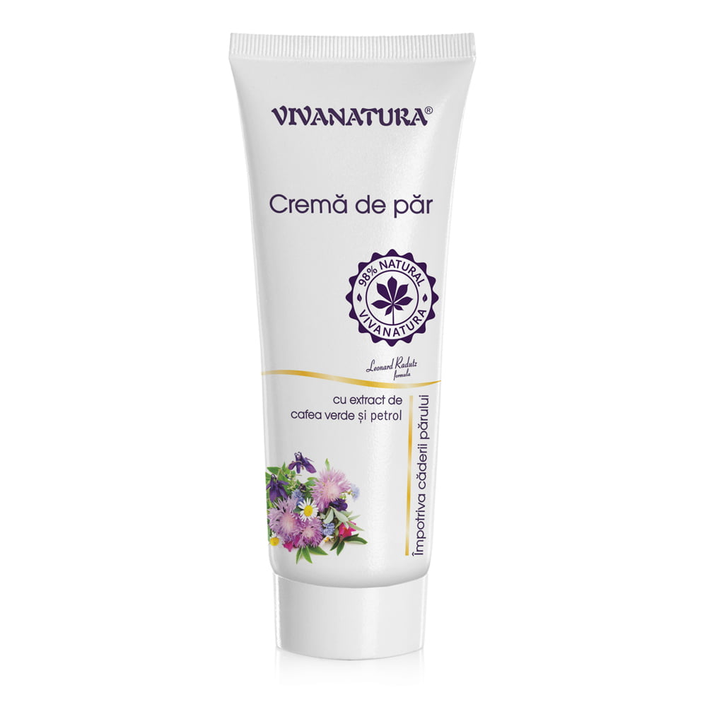 Crema de par cu extracte naturale de cafea verde si petrol impotriva caderii parului, 250ml, VivaNatura Crema de par cu extracte naturale de cafea verde si petrol impotriva caderii parului, 250ml, VivaNatura
