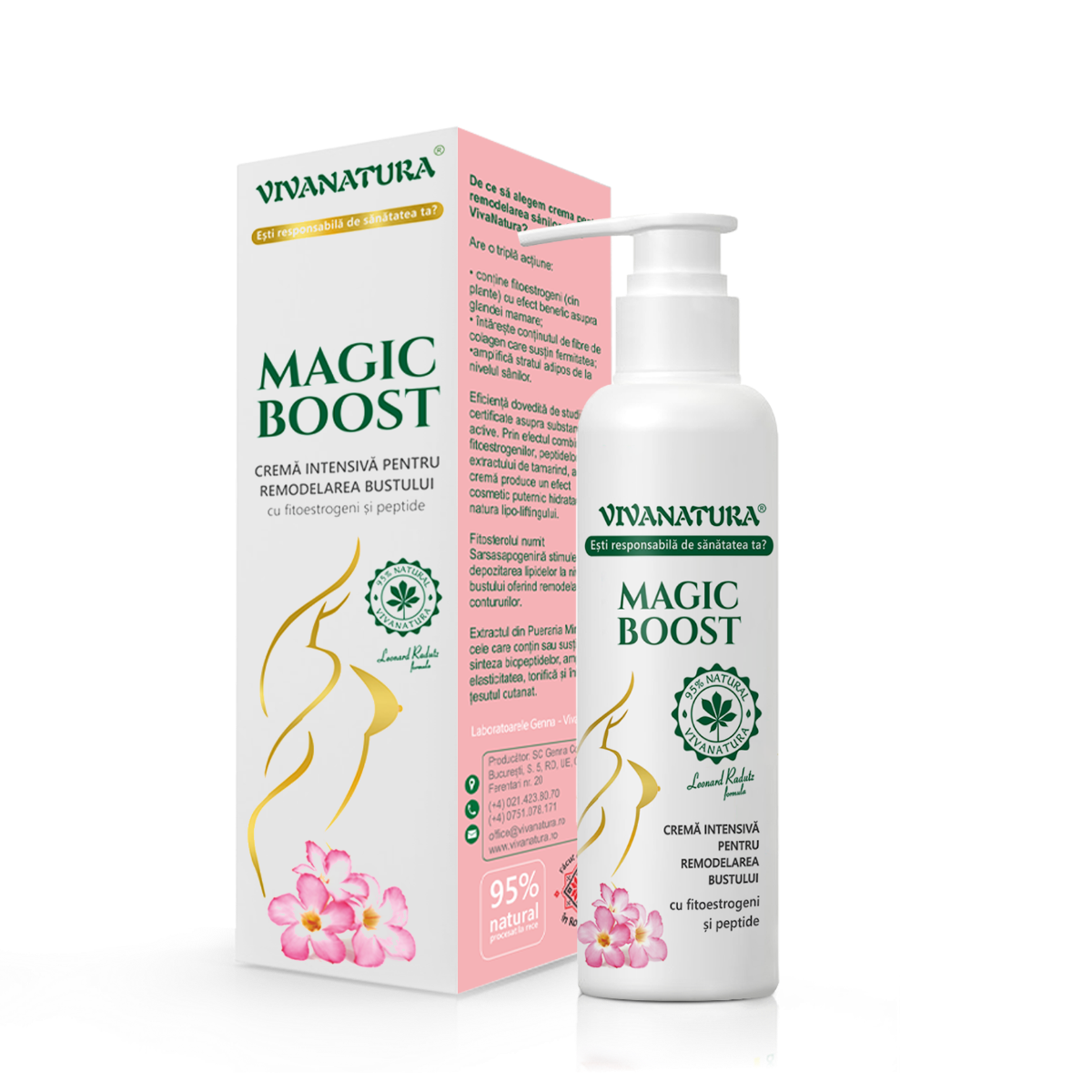 Crema intensiva pentru remodelarea bustului Magic Boost, 145ml, VivaNatura Crema intensiva pentru remodelarea bustului Magic Boost, 145ml, VivaNatura
