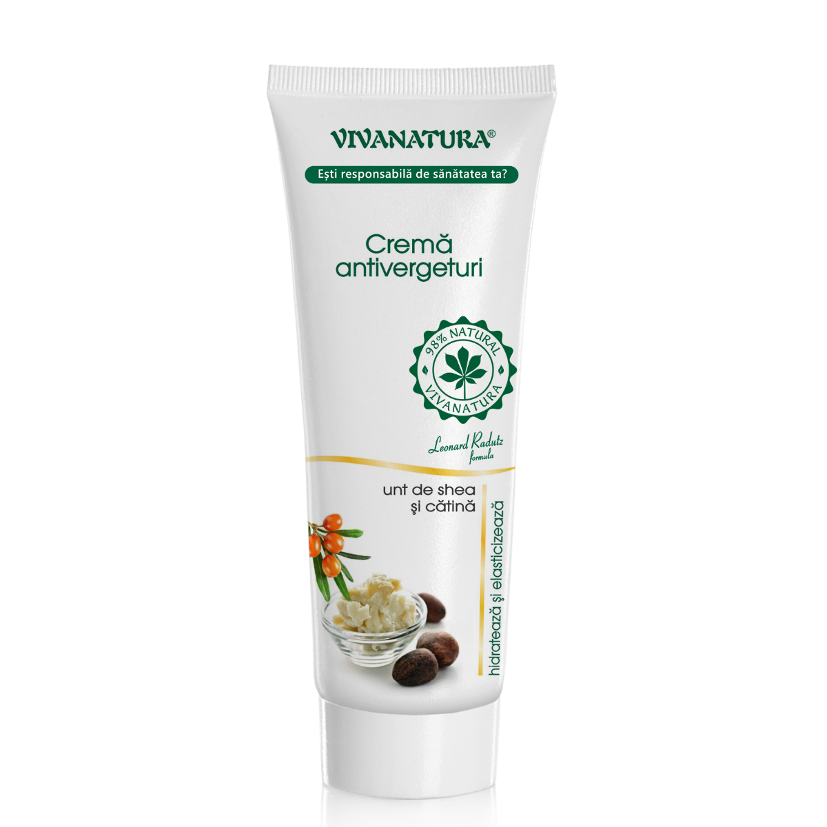 Crema antivergeturi cu unt de shea si catina, 250ml, VivaNatura Crema antivergeturi cu unt de shea si catina, 250ml, VivaNatura