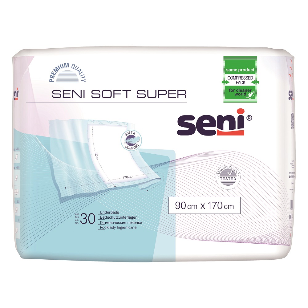Aleze de protectie Soft Super, 90 cm x 170 cm, 30 bucati, Seni Aleze de protectie Soft Super, 90 cm x 170 cm, 30 bucati, Seni