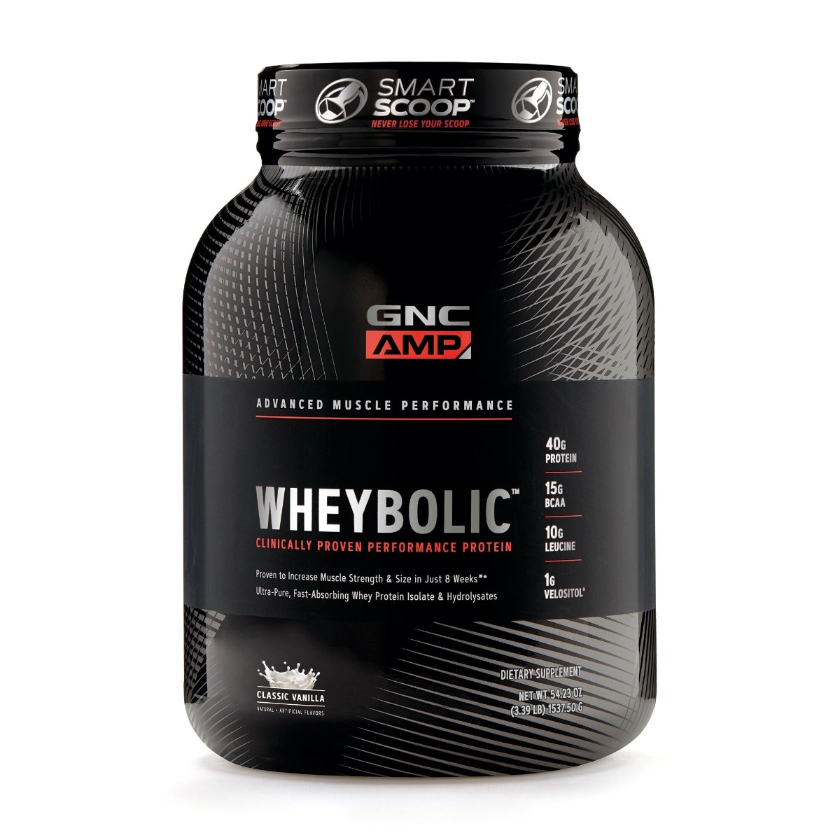 Proteina din zer cu aroma de vanilie AMP Wheybolic, 1286.5g, GNC Proteina din zer cu aroma de vanilie AMP Wheybolic, 1286.5g, GNC