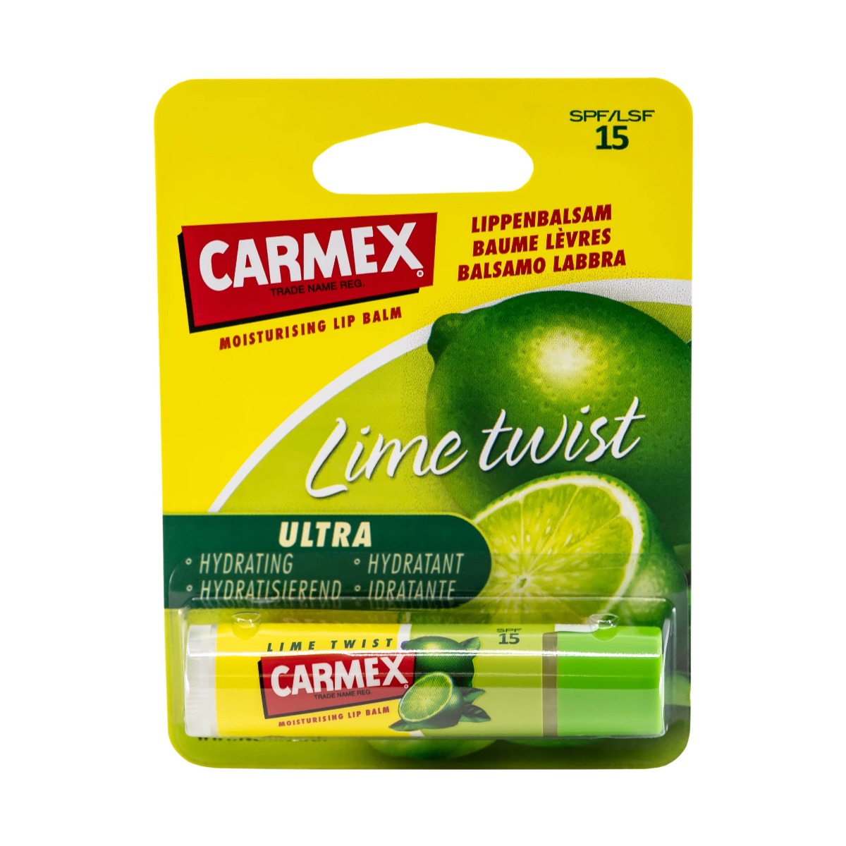 Balsam ultra-hidratant pentru buze cu aroma de lime SPF15, 4,25g, Carmex Balsam ultra-hidratant pentru buze cu aroma de lime SPF15, 4,25g, Carmex