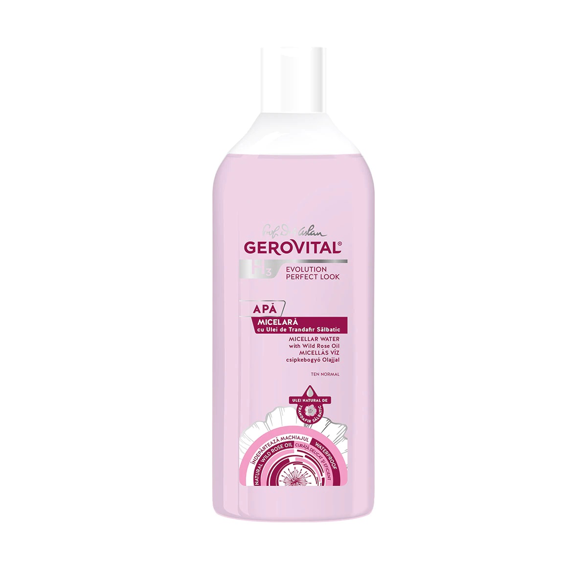 Apa micelara cu ulei de trandafir salbatic H3 Evolution Perfect Look, 400ml, Gerovital Apa micelara cu ulei de trandafir salbatic H3 Evolution Perfect Look, 400ml, Gerovital