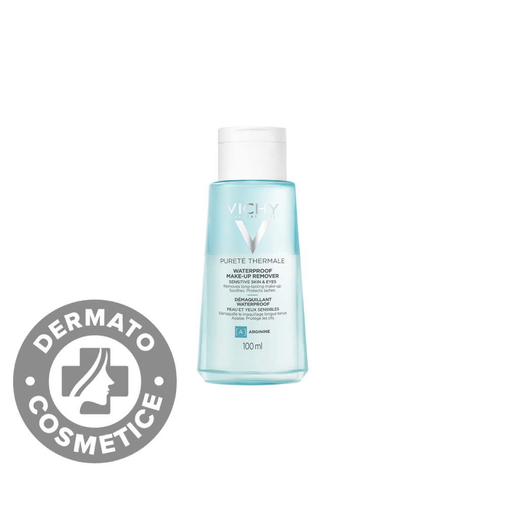 Demachiant bifazic waterproof pentru zona ochilor Purete Thermale, 100ml, Vichy Demachiant bifazic waterproof pentru zona ochilor Purete Thermale, 100ml, Vichy
