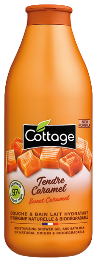 Gel de dus si lapte de baie cu lapte si caramel, 750ml, Cottage Gel de dus si lapte de baie cu lapte si caramel, 750ml, Cottage