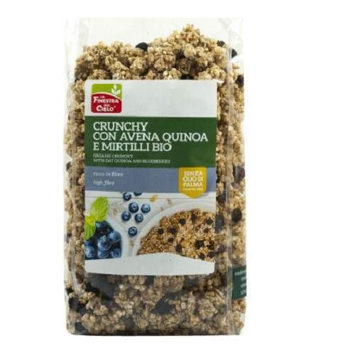 Musli crocant din ovaz cu quinoa si afine Bio, 375g, La Finestra Sul Cielo Musli crocant din ovaz cu quinoa si afine Bio, 375g, La Finestra Sul Cielo