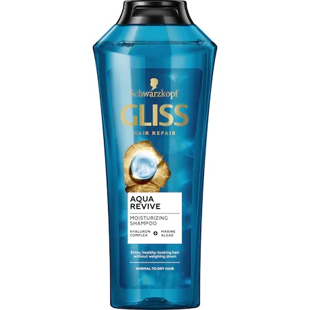Sampon Aqua Revive pentru par normal sau uscat, cu alge marine si complex de Hyaluron, 400ml, Gliss Sampon Aqua Revive pentru par normal sau uscat, cu alge marine si complex de Hyaluron, 400ml, Gliss