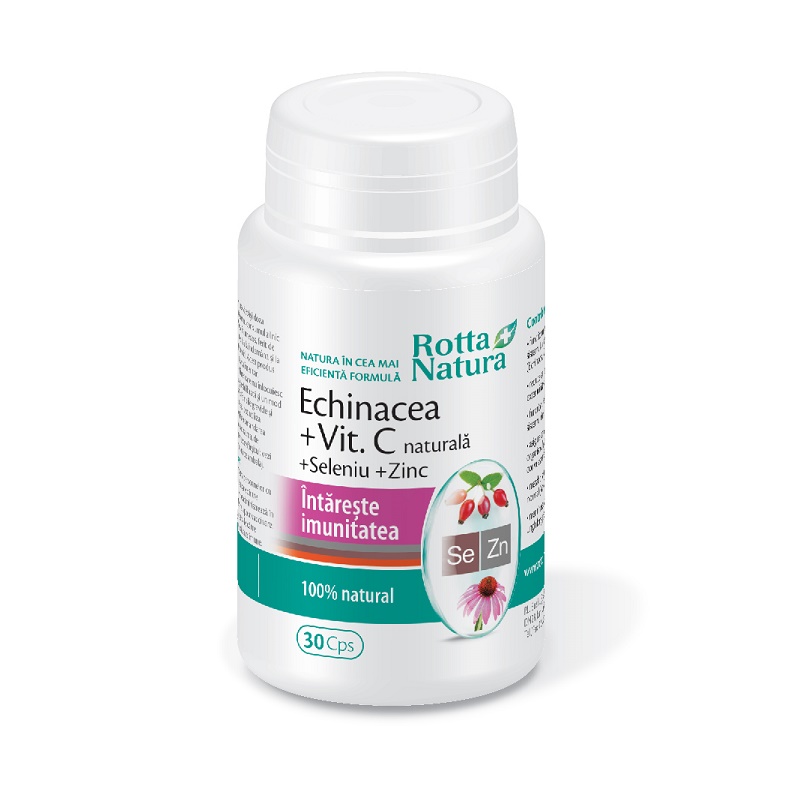 Echinacea + vitamina C + seleniu + zinc, 30 capsule, Rotta Natura Echinacea + vitamina C + seleniu + zinc, 30 capsule, Rotta Natura