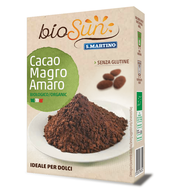 Pudra eco de cacao fara gluten amaruie cu continut scazut de grasimi Biosun, 75g, S.Martino Pudra eco de cacao fara gluten amaruie cu continut scazut de grasimi Biosun, 75g, S.Martino
