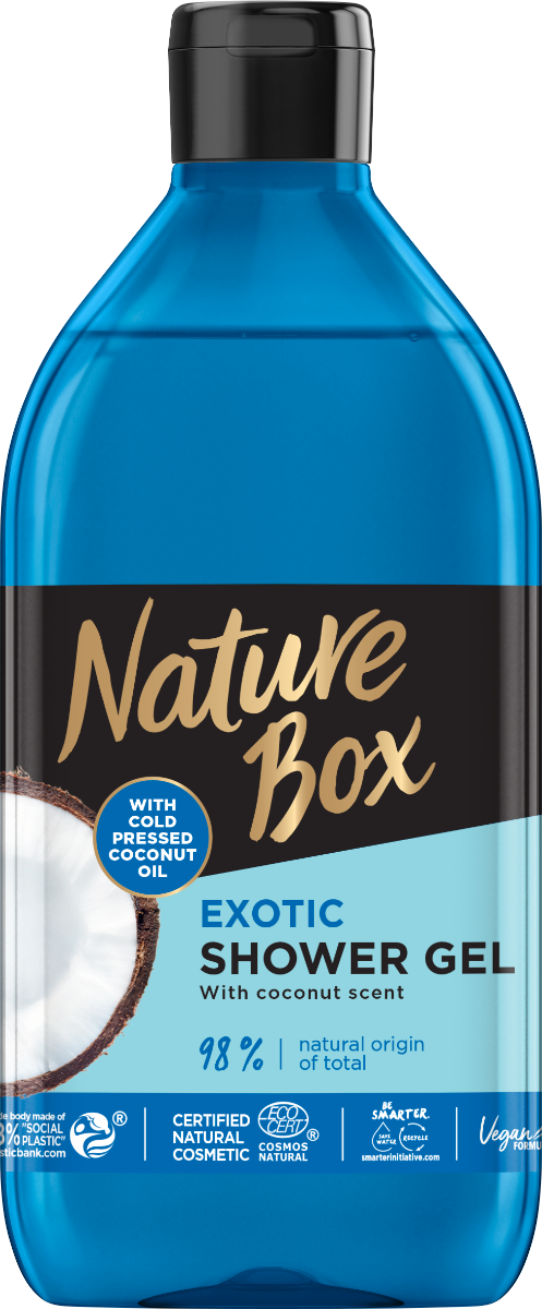 Gel de dus cu ulei de cocos 100% presat la rece, 385ml, Nature Box Gel de dus cu ulei de cocos 100% presat la rece, 385ml, Nature Box