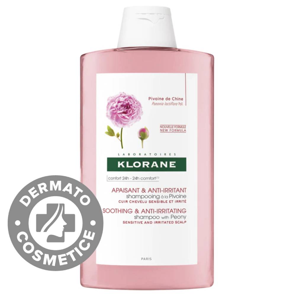 Sampon cu extract de bujor pentru scalp iritat, 400ml, Klorane Sampon cu extract de bujor pentru scalp iritat, 400ml, Klorane
