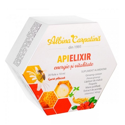 Fiole de Apielixir Energie si Vitalitate, 20 fiole x 10ml, Apicola Fiole de Apielixir Energie si Vitalitate, 20 fiole x 10ml, Apicola