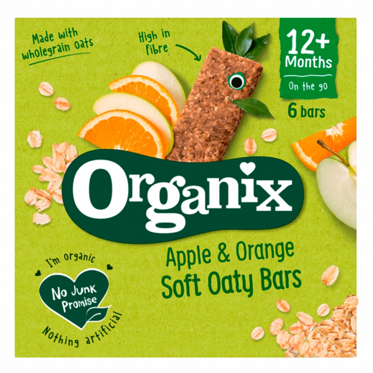 Baton din ovaz integral cu mere si portocale +12 luni Bio, 6x23g, Organix Baton din ovaz integral cu mere si portocale +12 luni Bio, 6x23g, Organix