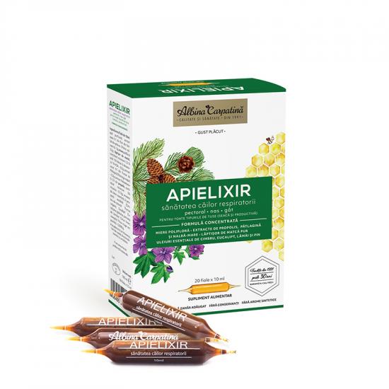 Apielixir sanatatea cailor respiratorii Albina Carpatina, 20 fiole x 10 ml, Apicola Apielixir sanatatea cailor respiratorii Albina Carpatina, 20 fiole x 10 ml, Apicola