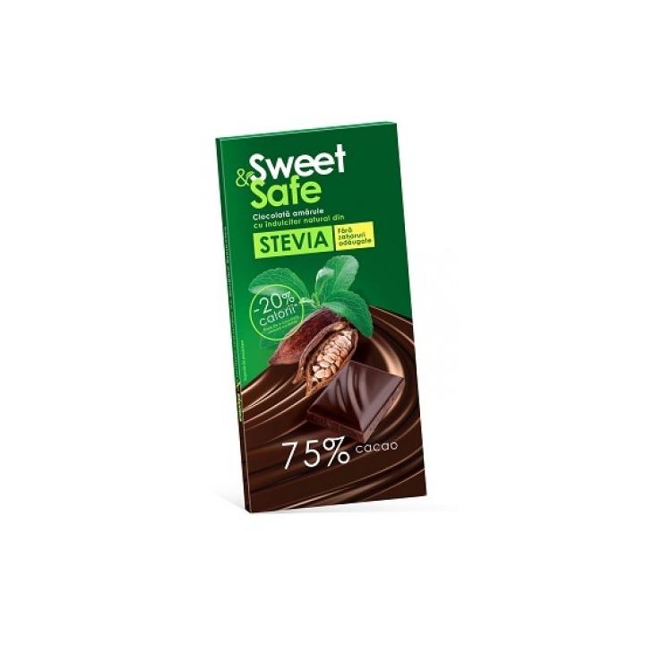 Ciocolata amaruie cu indulcitor natural de stevia Sweet&Safe, 90 g, Sly Nutritia Ciocolata amaruie cu indulcitor natural de stevia Sweet&Safe, 90 g, Sly Nutritia