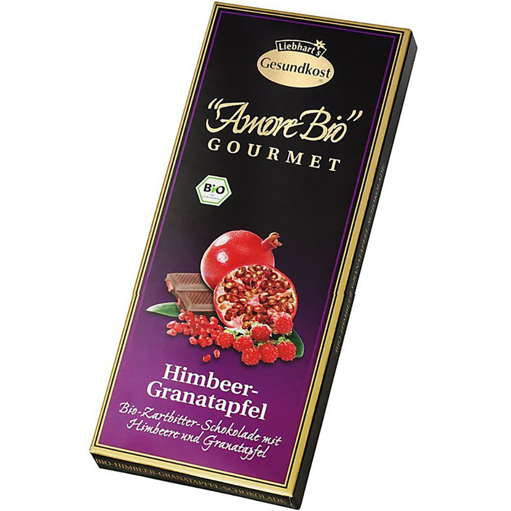 Ciocolata amaruie cu zmeura si rodie 55% cacao, 100g, Liebhart’s Amore Bio Ciocolata amaruie cu zmeura si rodie 55% cacao, 100g, Liebhart’s Amore Bio