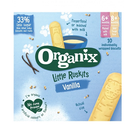 Biscuti bio cu vanilie pentru sugari Little Ruskits +6 luni, 60g, Organix Biscuti bio cu vanilie pentru sugari Little Ruskits +6 luni, 60g, Organix
