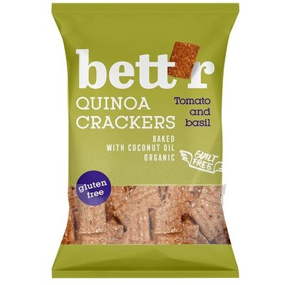 Crackers cu quinoa, rosii si busuioc fara gluten Bio, 100g, Bettr Crackers cu quinoa, rosii si busuioc fara gluten Bio, 100g, Bettr