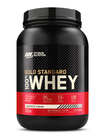 Proteine din zer 100% Whey Cookies & Cream, 908g, Optimum Nutrition