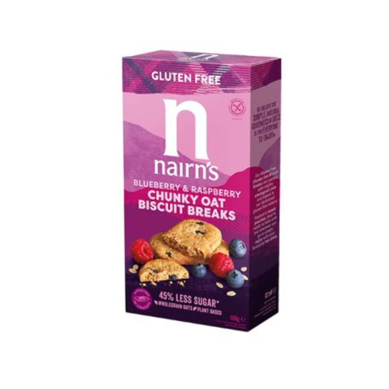 Biscuiti pufosi fara gluten din ovaz cu afine si zmeura, 160g, Nairn's Biscuiti pufosi fara gluten din ovaz cu afine si zmeura, 160g, Nairn's