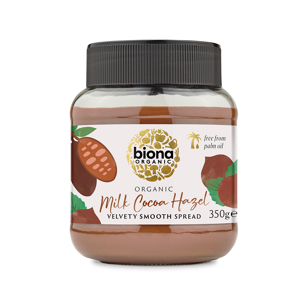 Crema tartinabila de ciocolata cu lapte si alune de padure bio, 350g, Biona Organic Crema tartinabila de ciocolata cu lapte si alune de padure bio, 350g, Biona Organic