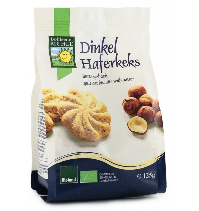 Biscuiti bio din faina de grau spelta cu ovaz si unt, 125g, Bohlsener Muhle Biscuiti bio din faina de grau spelta cu ovaz si unt, 125g, Bohlsener Muhle
