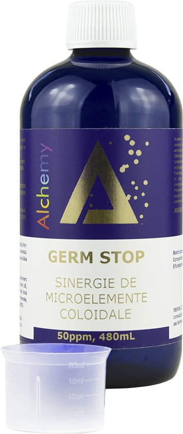 Sinergie de argint, cupru si aur coloidal Germ Stop 50ppm, 480ml, Alchemy