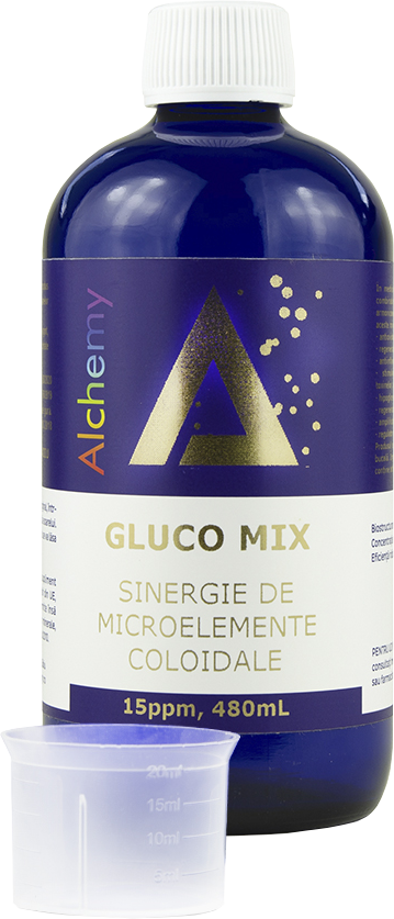 Sinergie de aur argint crom si vanadiu coloidal Gluco Mix 15ppm, 480ml, Alchemy Sinergie de aur argint crom si vanadiu coloidal Gluco Mix 15ppm, 480ml, Alchemy