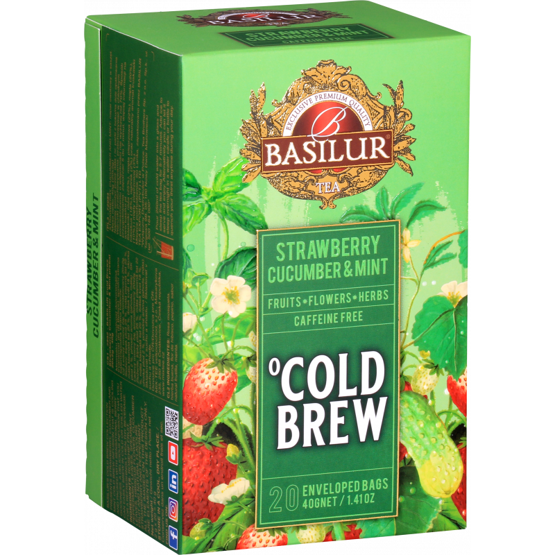 Ceai asortat Cold Brew Strawberry & Cucumber & Mint, 20 plicuri, Basilur Ceai asortat Cold Brew Strawberry & Cucumber & Mint, 20 plicuri, Basilur