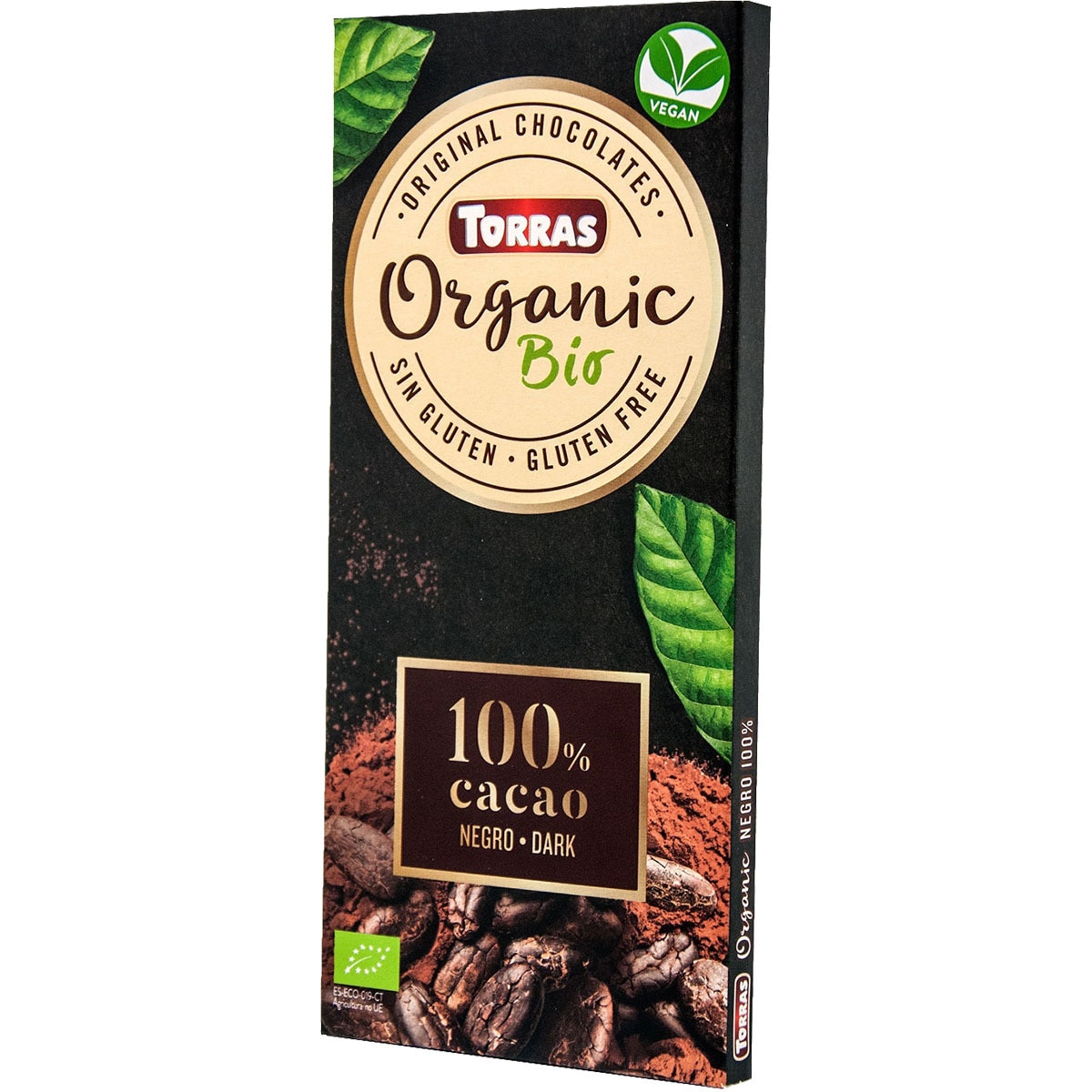 Ciocolata neagra fara zahar si gluten 100% cacao Organic Bio, 100g, Torras Ciocolata neagra fara zahar si gluten 100% cacao Organic Bio, 100g, Torras