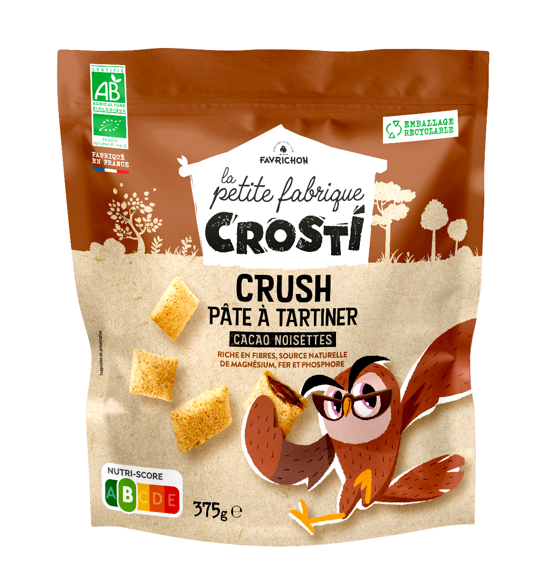 Pernute bio pentru copii cu crema de cacao si alune de padure, 375g, Crosti Pernute bio pentru copii cu crema de cacao si alune de padure, 375g, Crosti