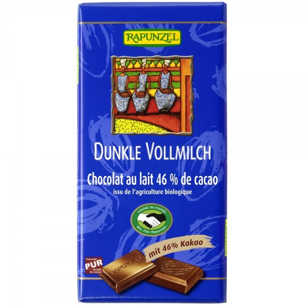Ciocolata neagra cu 46% cacao si lapte integral bio, 100g, Rapunzel Ciocolata neagra cu 46% cacao si lapte integral bio, 100g, Rapunzel