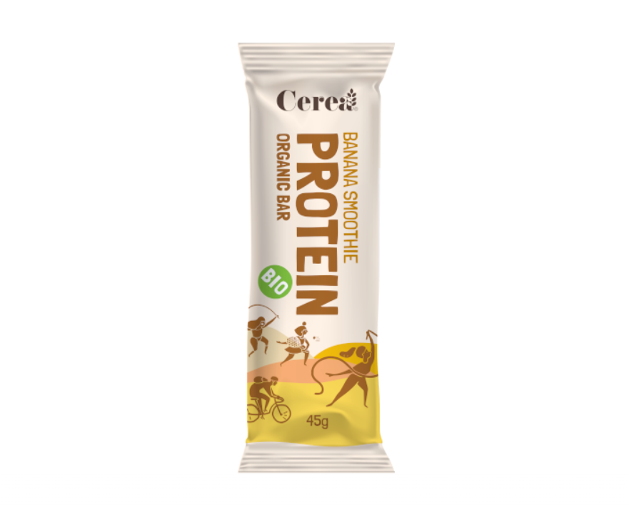 Baton proteic Bio vegan cu Smoothie de Banane Protein, 45g, Cerea Baton proteic Bio vegan cu Smoothie de Banane Protein, 45g, Cerea
