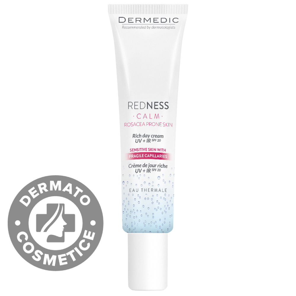 Crema de zi pentru piele cuperozica Rich UV + IR SPF 20 Redness Calm, 40ml, Dermedic Crema de zi pentru piele cuperozica Rich UV + IR SPF 20 Redness Calm, 40ml, Dermedic