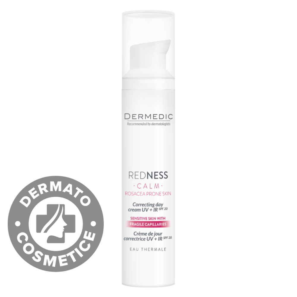 Crema corectoare de zi pentru piele cuperozica UV + IR SPF20 Redness Calm, 40ml, Dermedic Crema corectoare de zi pentru piele cuperozica UV + IR SPF20 Redness Calm, 40ml, Dermedic