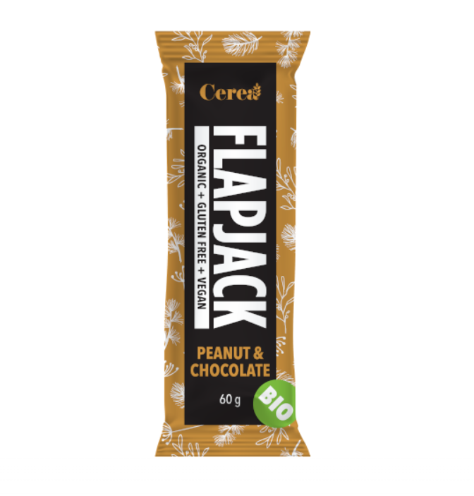 Baton Bio din ovaz cu Arahide si Ciocolata Flapjack, 60g, Cerea Baton Bio din ovaz cu Arahide si Ciocolata Flapjack, 60g, Cerea