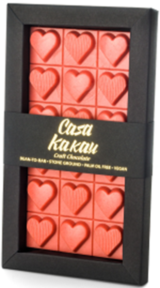 Ciocolata alba vegana cu capsuni si zmeura Love, 70g, Casa Kakau Ciocolata alba vegana cu capsuni si zmeura Love, 70g, Casa Kakau