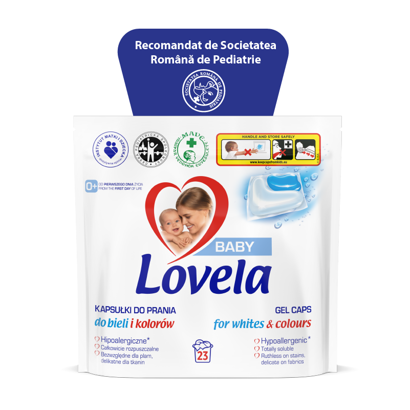 Detergent capsule pentru rufe albe si colorate, 23 capsule, Lovela Baby Detergent capsule pentru rufe albe si colorate, 23 capsule, Lovela Baby