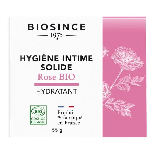 Baton organic hidratant pentru igiena intima cu apa de trandafiri, 55g, Biosince 1975 Baton organic hidratant pentru igiena intima cu apa de trandafiri, 55g, Biosince 1975